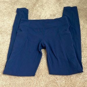 REAL girls Athleta leggings in navy blue size L/12 with pockets and drawstring.